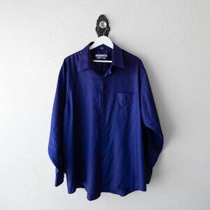 Geoffrey Beene Men’s Dress Shirt 17.5 34/35 Blue Wrinkle Free Regular Fit